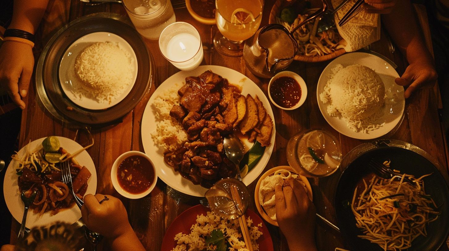 Manila dining: communal Filipino meal.