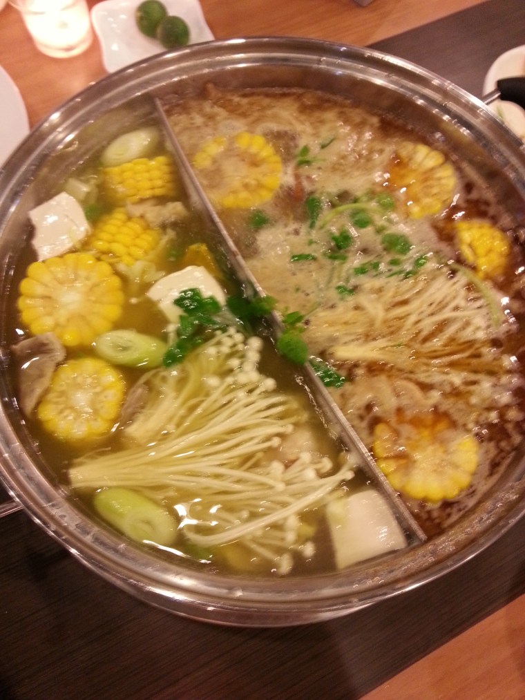Split broth hotpot at David's Tea House Banawe original and satay