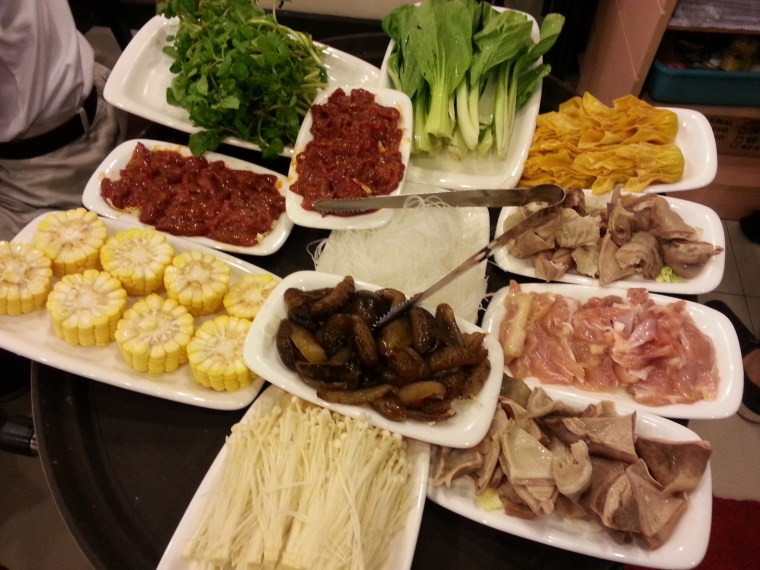 Hotpot ingredients at David's Tea House Banawe fresh meats vegetables mushrooms